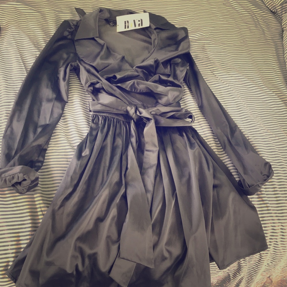 Gray wrap dress